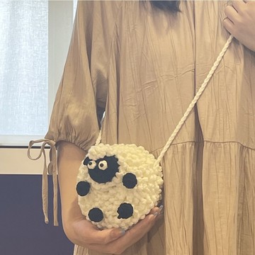 🔥新款🔥【2971人好評】diy編織包包材料包手工編織包捲毛小羊毛綫鈎織自製禮物成品斜挎diy毛線針織/手作材料包/鉤織