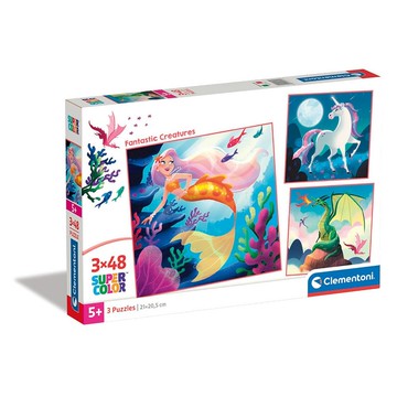 奇幻生物 3×48片大拼片拼圖 Clementoni