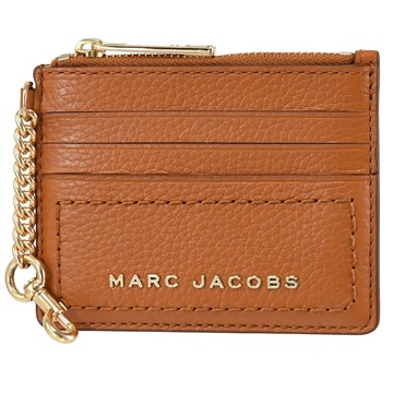 MARC JACOBS 馬克賈伯 浮雕LOGO卡片鑰匙零錢包.咖