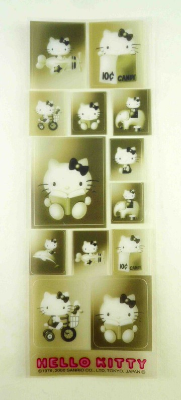 【震撼精品百貨】Hello Kitty 凱蒂貓 KITTY貼紙-透明黑-側坐(讀書方形) 震撼日式精品百貨