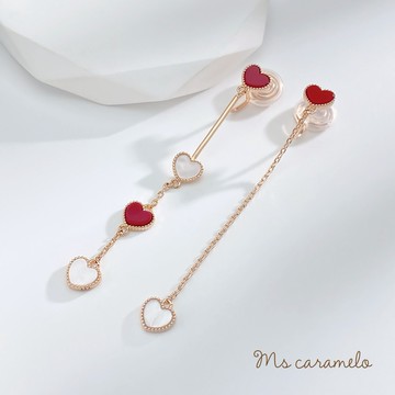 送禮物 現貨商品【焦糖小姐 Ms caramelo】 夾式耳環 氣質愛心耳環
