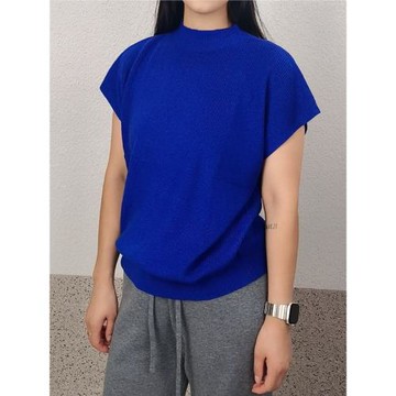 秋季女針織衫外穿無袖背心寬松半高領桑蠶絲羊絨混紡馬甲坎肩毛衣