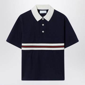Dark blue polo with Web detail