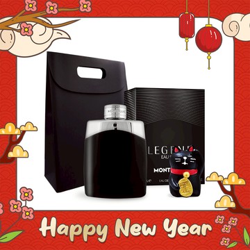 MONTBLANC 萬寶龍 傳奇男香開運禮[傳奇經典男性淡香水(100ml)X1+招財貓擺飾+禮袋]-國際航空版