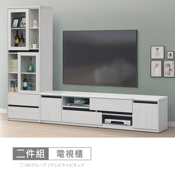 時尚屋 尼克白榆木9.1尺L型仿石面電視櫃 寬273.1x深41.2x高195.5公分 免運費/免組裝/電視櫃