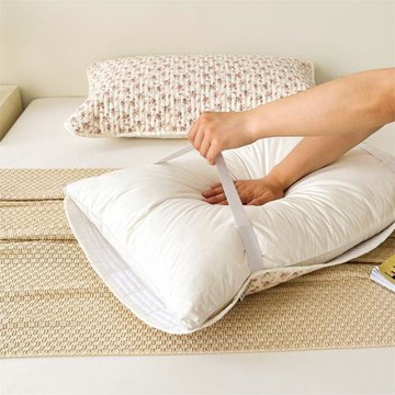 100%純棉雙層紗夾棉絎縫枕巾全棉a類帶綁帶不脫落吸汗透氣ins碎花