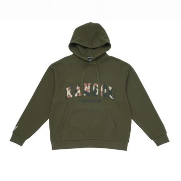 KANGOL 男女 落肩迷彩印花帽T 深綠 6455105270