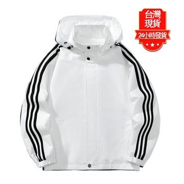 【台灣現貨】新版型三條槓防風防潑水騎士外套 連帽外套 休閒外套 防風外套男 簡約連帽夾克 休閒外套 三條槓運動外套