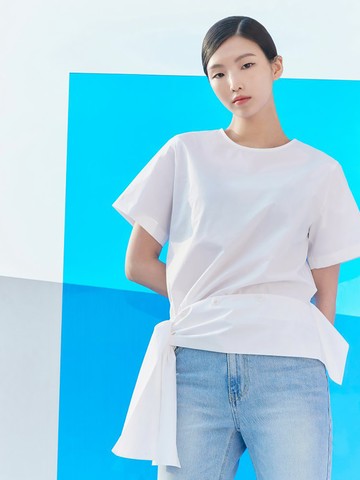 Unbalanced Hem-line Blouse _White