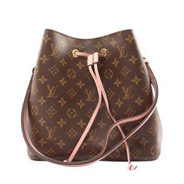 LOUIS VUITTON LV 路易威登 棕/粉色 原花帆布 NeoNoe MM 水桶包 肩背包 M44022 【二手名牌BRAND OFF】