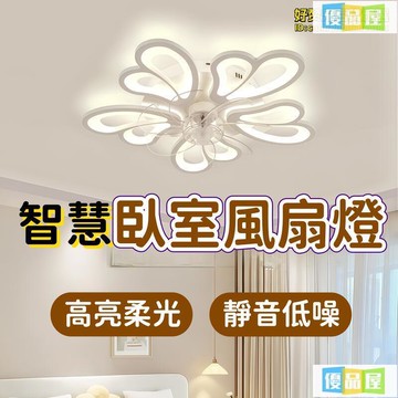 公司貨附發票 智慧臥室風扇燈 風扇燈 吸頂燈 LED燈 照明燈 臥室燈 花型吸頂燈 一體搖頭風扇燈 六檔風速照明燈 高亮輕奢風扇燈