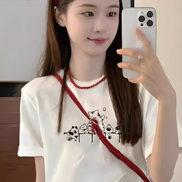 S~XL 文青線條系 五隻貓坐欄杆 純棉 短T 情侶T【Y1278】MIT 情侶裝 快速出貨 短袖T恤 台灣製