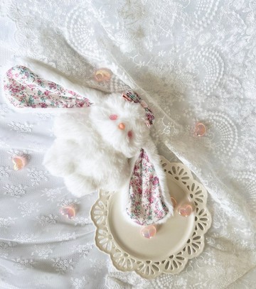 毛絨玩偶 布偶 兔子 蓬鬆 絲帶 Liberty布 ぷりゅうさ plume