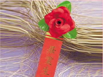 309B-4  小絲花紅 + 畢業生儀條 胸花 禮花 畢業生 燙金儀條 100入 /包【APP滿額下單4%點數(單一帳號最高1000點)】7/31止