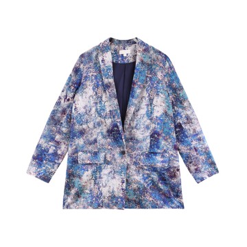 珊瑚斑斕印花西裝外套