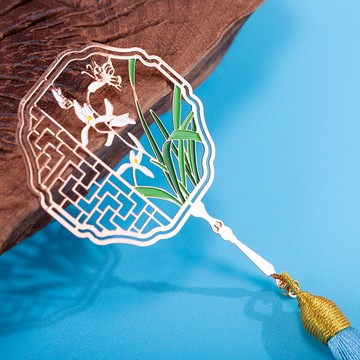 中國風禮品創意四君子黃銅電鍍玫瑰金金屬書簽文創禮物出國送老外