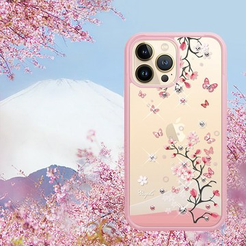 imos聯名款 iPhone 13全系列 軍規防摔水晶彩鑽手機殼-日本櫻