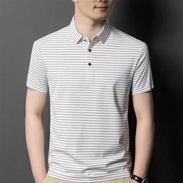 【巴黎精品】POLO衫短袖T恤-冰絲無痕條紋透氣男上衣3色v1bf16