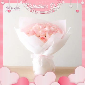 幸福長伴左右【玉屋 TAMAYA】薄桜恋玫瑰花束｜18朵 代印卡片 情人專屬花束 情人節快樂 情人節花禮 情人獻禮 傳遞情意 永恆的愛 幸福浪漫 520