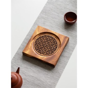 胡桃木實木壺承隔熱茶壺墊禪意茶托新中式木質茶具配件紫砂壺墊托