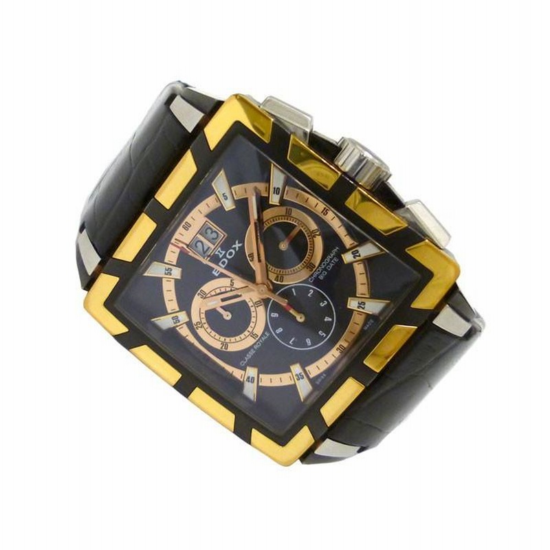 EDOX エドックス メンズ腕時計 CLASSE ROYALE クラスロイヤル BIG DATE ビッグデイト クロノグラフ GP×SS×レザー |  LINEショッピング