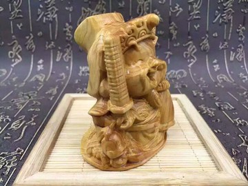 崖柏擺件 Q版武財神 關羽 關公擺件 汽車擺件1入