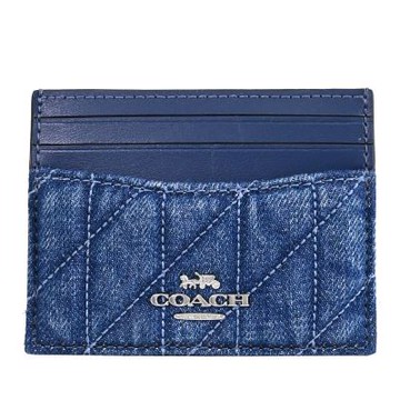COACH 金屬LOGO牛仔布卡夾(藍)