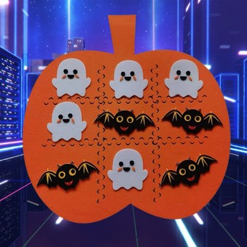 萬聖節  南瓜 幽靈 蝙蝠 圈叉遊戲