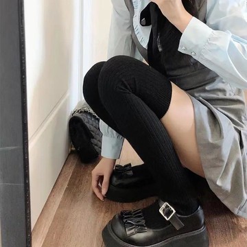 現貨速發 過膝襪 膝上襪 長筒襪 高筒襪 過膝襪女光腿神器奶白色長筒襪日系保暖米色豎紋大腿襪甜美高筒襪