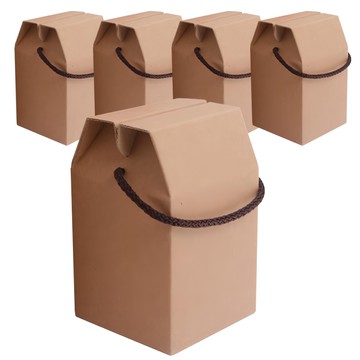 Bom91 附繩提把多用途正方形手提盒 2號  咖啡色  5個