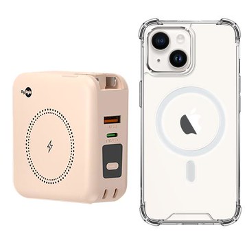 MyStyle第三代 MagSafe 多功能無線充電+自帶線行動電源+數顯充電頭PD快充大功率 +贈i13 磁吸殼