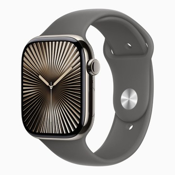 【Apple 蘋果】WATCH Series 10(GPS + 行動網路)46mm原色鈦金屬殼 + 灰石色運動型錶帶S/M -(此商品不參與滿額贈活動)