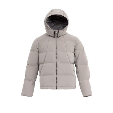 防風漸層色可拆式連帽式平紋羽絨外套/米色(身長-26") | 5819204414