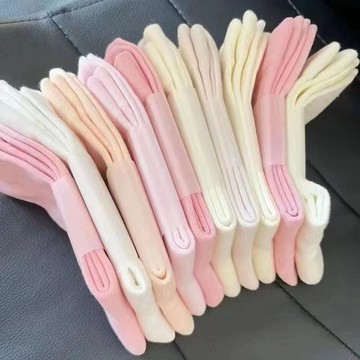 💛台灣有貨🚀🚀💛免運💛可開發票💛無骨襪子女春秋季款ins潮百搭高顏值森系學生粉純色中筒堆堆長襪