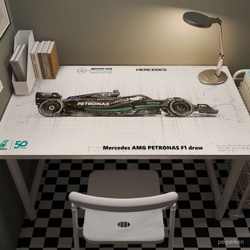 梅賽德斯F1狂飆飛車桌墊防水隔熱學習工作墊電腦鼠標墊皮革桌墊 SJED