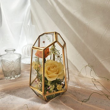 寧夏 多角金屬框 開幕花禮 節日送禮 居家擺飾 永生花禮 黃玫瑰