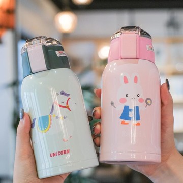 316雙蓋水壺女大容量兒童保溫杯帶吸管水杯男幼兒園學生智能顯溫