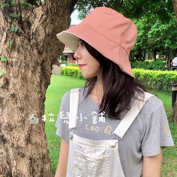 「拉兒小舖」台灣現貨-🌸闆娘特製款 韓 日系 文青素面漁夫帽子遮臉帽 大帽沿 遮陽帽  防曬帽 雙面漁夫帽 太陽帽