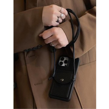 輕奢高級感斜挎掛繩插卡包適用蘋果17promax手機殼iPhone17pro/air皮質16promax時尚網紅15pro女創意14高檔13