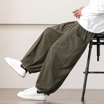 日系燈芯絨工裝大燈籠褲 / 男女皆可穿 / 4色 / M-5XL / 大尺碼【QTJBYAK13】