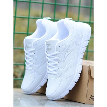 冬季球鞋輕便透氣休閑鞋白色運動鞋跑步鞋皮面防水波鞋男女鞋