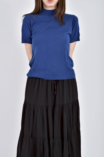 加購優惠(S) 小高領藍色短袖上衣