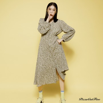 [SALE]花樣花兒V領排扣罩衫洋裝 PizzaCutFive PCF231484011