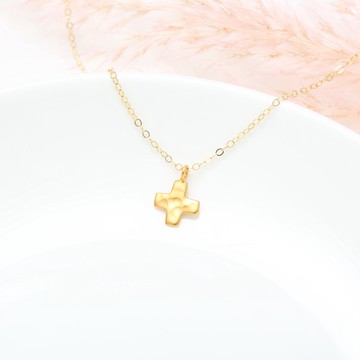 【Angel & Me】鍛敲 十字架 (小) s925 純銀 厚鍍 24k 純金 項鍊