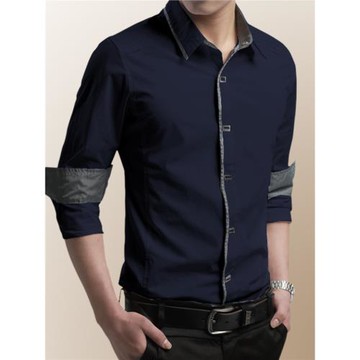 秋季男士長袖襯衫純棉修身型商務休閑純色青年保暖加絨襯衣服男裝