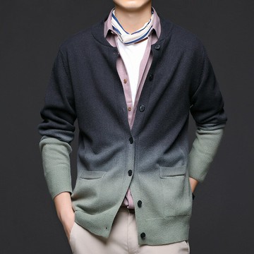 【巴黎精品】現貨+預購 頂級商務針織外套針織衫休閒秋冬大碼男裝-韓版漸變V領修身毛衣針織男外套2色a1lf77