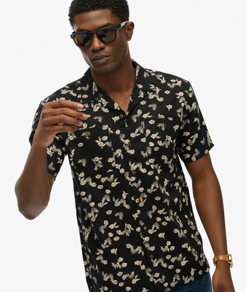 Superdry Men's Short Sleeve Beach Shirt Black Size: S