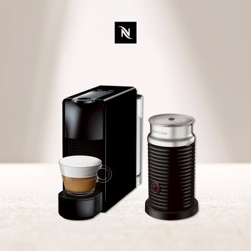 【Nespresso】膠囊咖啡機 Essenza Mini 鋼琴黑 Aeroccino3 黑色奶泡機組合 (贈咖啡組+膠囊折扣金)