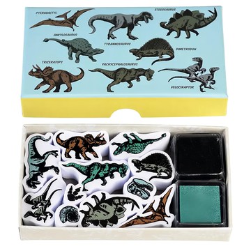 Rex LONDON 恐龍造型印章 + 印泥組  1組  綠色 + 灰色