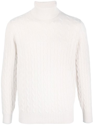 Brunello Cucinelli - cable-knit roll neck jumper - men - Cashmere - 50 - Neutrals